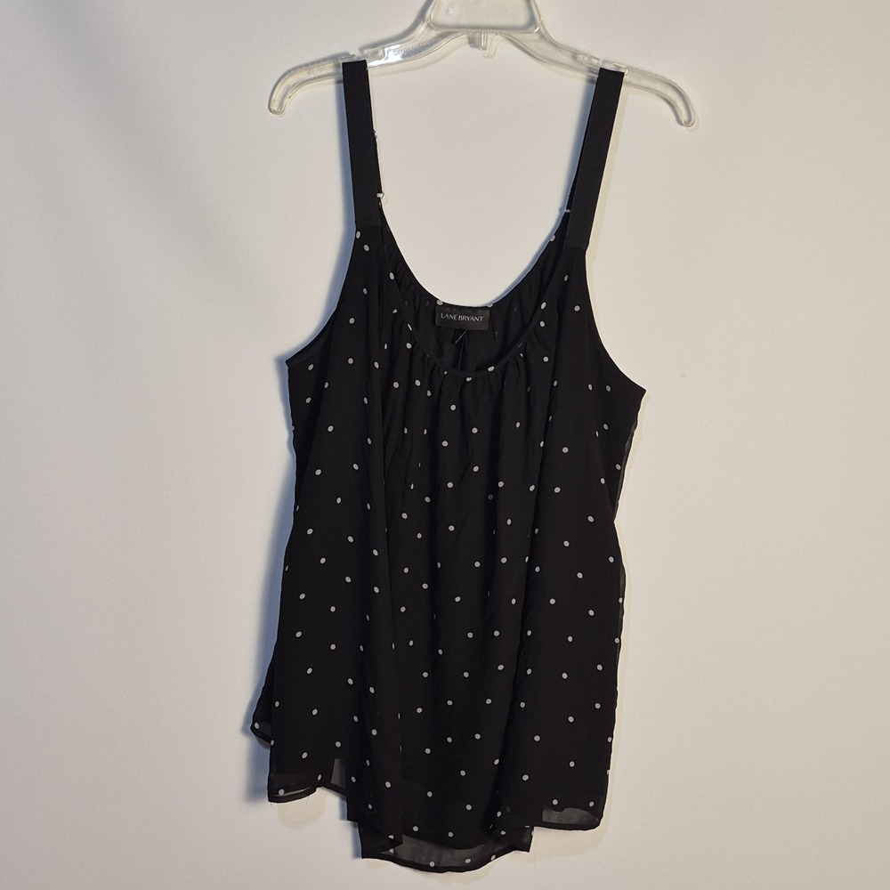 Lane Bryant 24 Sheer Black White Polka Dot Layered Tank Top